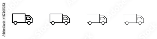 Delivery van icon symbol pictogram set