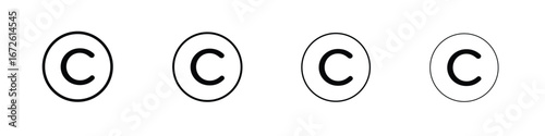 Copyright icon symbol pictogram set