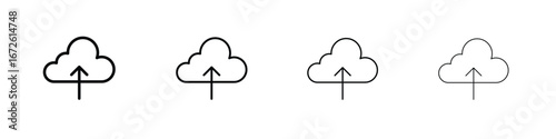 Cloud upload icon symbol pictogram set