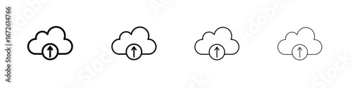 Cloud upload icon symbol pictogram set