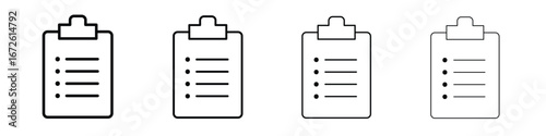 Clipboard icon symbol pictogram set