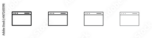 Browser window icon symbol pictogram set