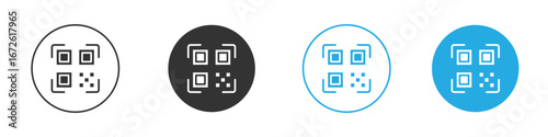 QR code icon for app and web design. Simple element illustration.