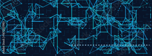 Futuristic vector tech background with blue geometric lines and abstract connections.