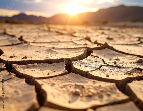 Cracked desert ground close-up