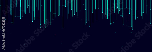 Futuristic vector tech background with digital lines and dots on dark surface.
