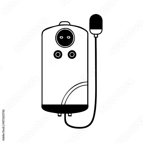 Outline illustration of a modern water heater with a cord icon