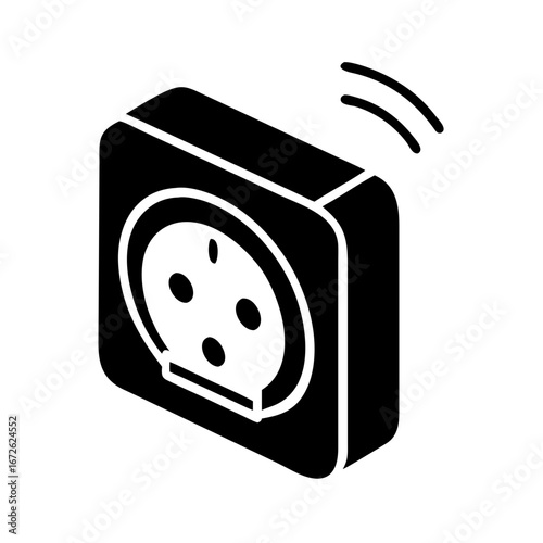 Isometric view of a smart plug icon with wifi signal icon