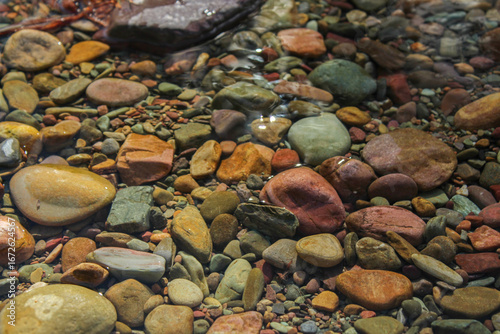 Canvas Print Colorful stones in shallow creek