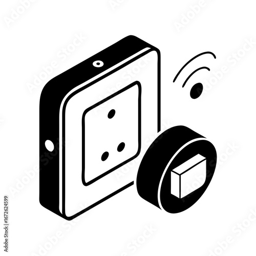Smart home device icon representing a wireless electrical outlet with a connected smart plug icon