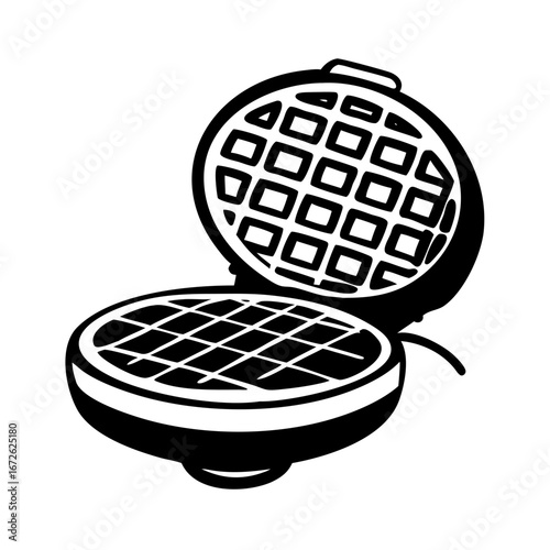 Open waffle maker with grid pattern icon