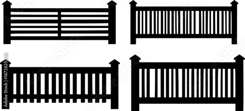 Vector set of wooden fence vector
