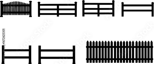 Vector set of wooden fence vector
