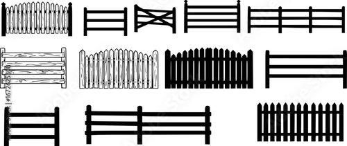 Vector set of wooden fence vector
