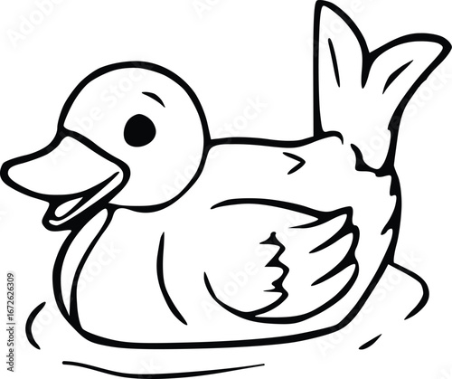 Duck Swimming Hand Drawn Illustration
