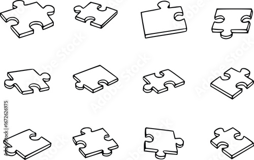 Collection of Jigsaw Puzzle Pieces Illustration