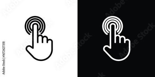 finger tap icon logo concept in strokes