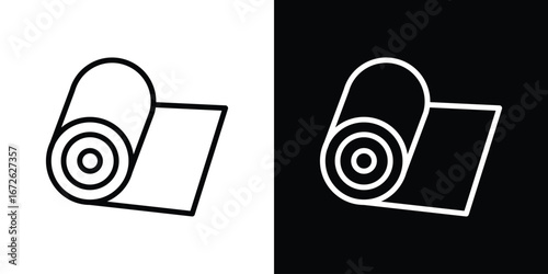Yoga mat icon logo concept in strokes