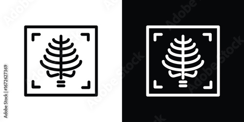 X-ray scan icon logo concept in strokes