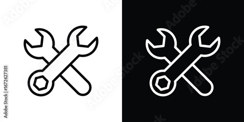 Wrench icon logo concept in strokes