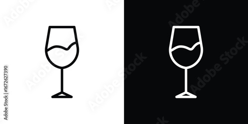 Wine glass icon logo concept in strokes