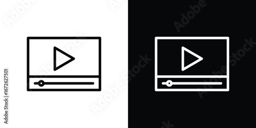 Video tutorial icon logo concept in strokes