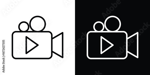 Video icon logo concept in strokes