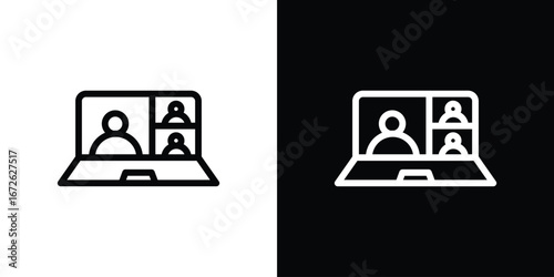 Video chat icon logo concept in strokes