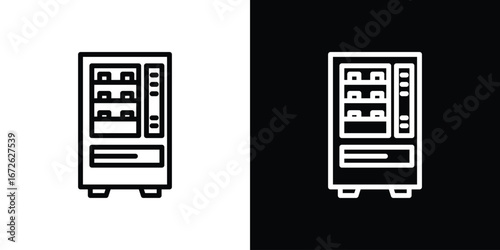 Vending machine icon logo concept in strokes