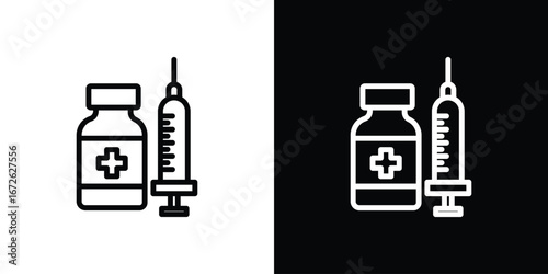 Vaccination icon logo concept in strokes