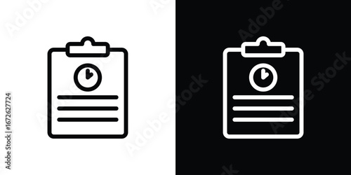 Timesheet icon logo concept in strokes