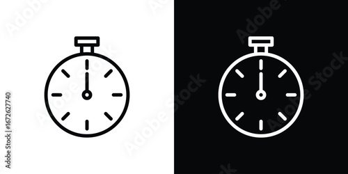 Timer icon logo concept in strokes
