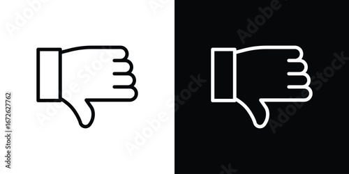 Thumbs down icon logo concept in strokes