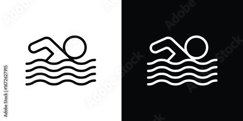 Swimming icon logo concept in strokes
