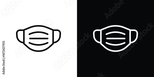 Surgical mask icon logo concept in strokes