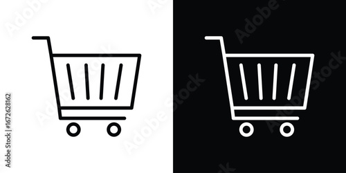 Shopping trolley icon logo concept in strokes