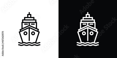 Ship icon logo concept in strokes