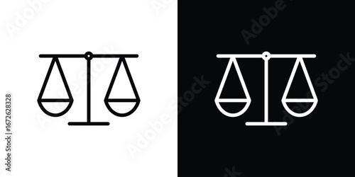 Scales of justice icon logo concept in strokes