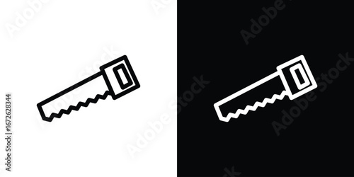 Saw icon logo concept in strokes