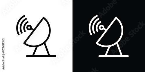 Satellite dish icon logo concept in strokes