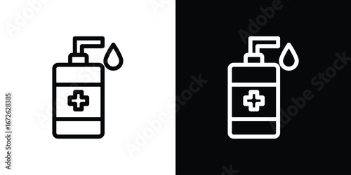 Sanitizer icon logo concept in strokes