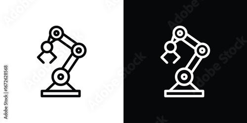 Robot arm icon logo concept in strokes