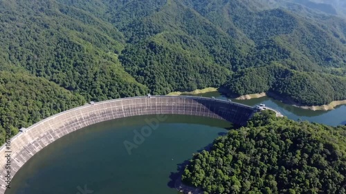 Wallpaper Mural Elevated Panoramic Vista of Major Water Containment Structure Utilized for Electrical Power Production and Farming Irrigation Situated in Low Area Between Hills Torontodigital.ca