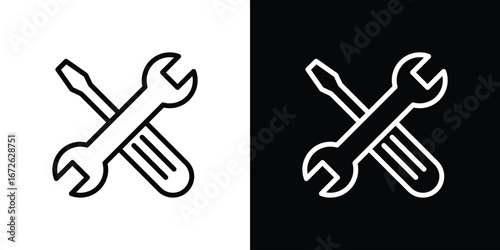 Repair tools icon logo concept in strokes