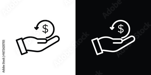 Refund icon logo concept in strokes