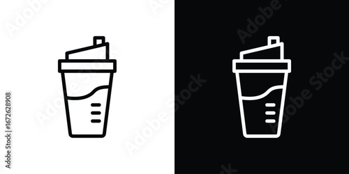 Protein shake icon logo concept in strokes