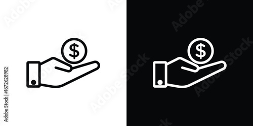 Profit icon logo concept in strokes