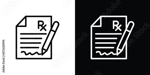 Prescription icon logo concept in strokes