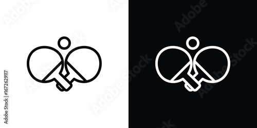 Ping pong icon logo concept in strokes