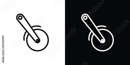 Pizza Slicer icon logo concept in strokes